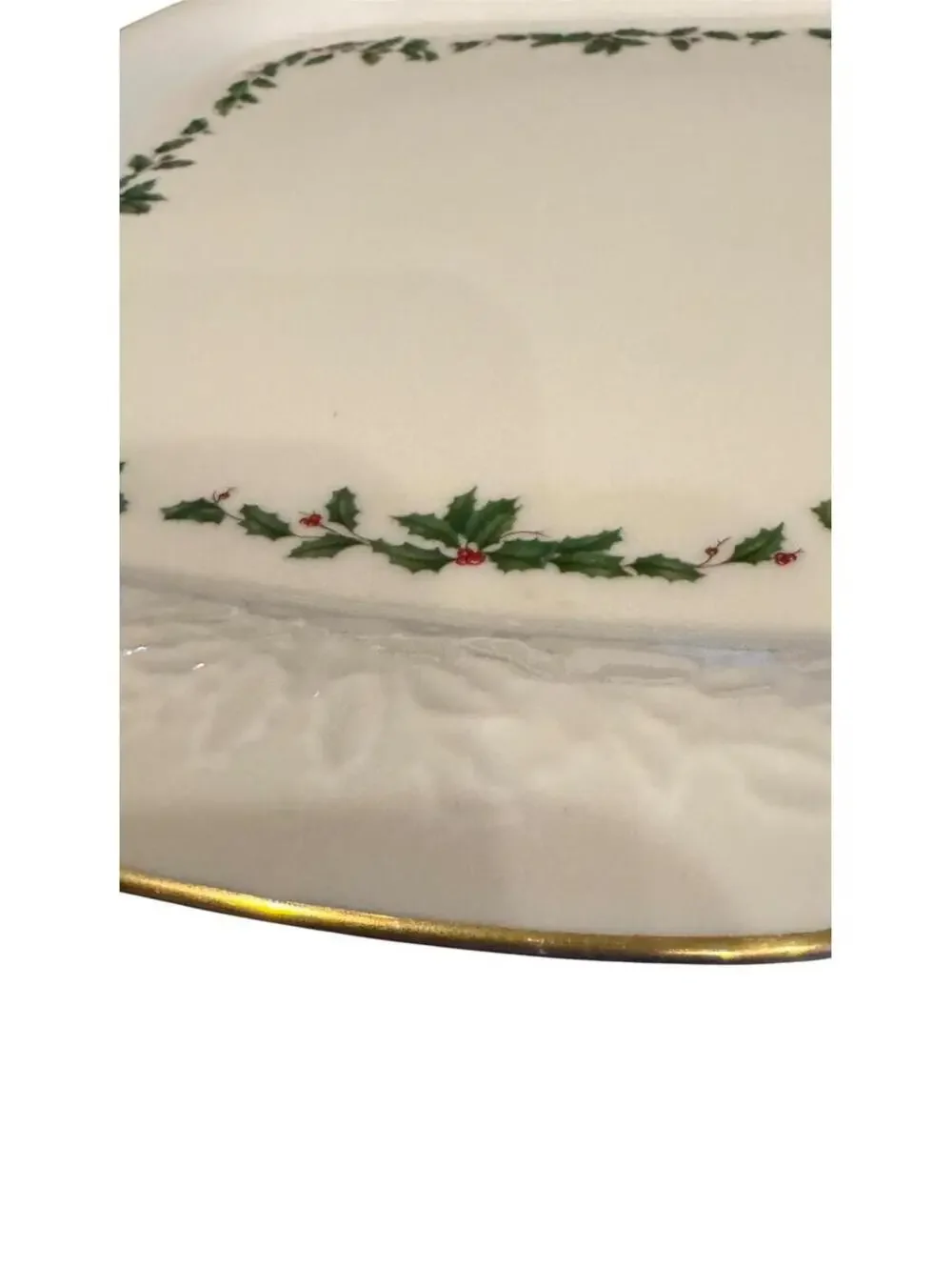 Vintage Lenox Holiday Holly and Berry Serving Platter Cake Plate